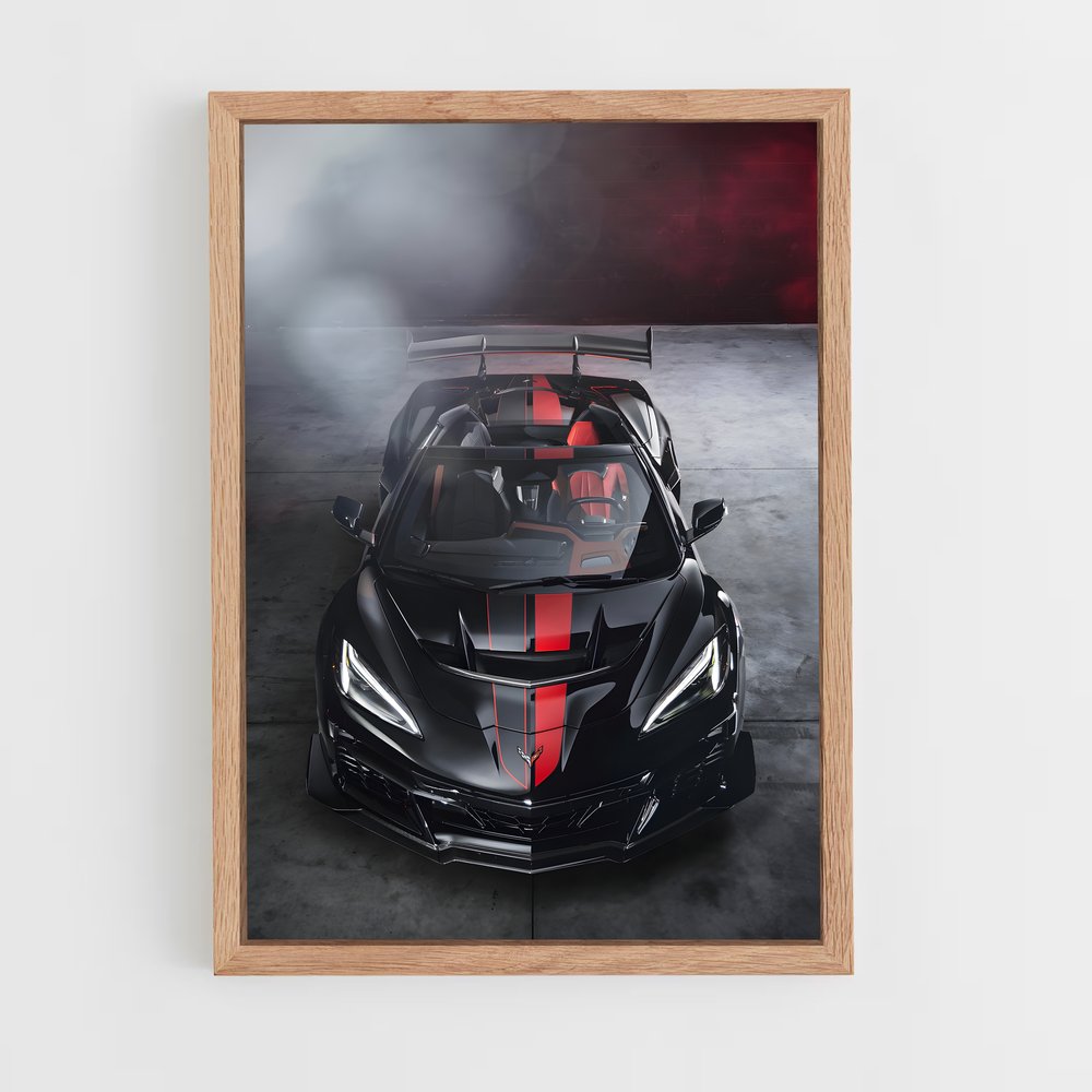 Poster Corvette Noire et Rouge – affiche Chevrolet (vue 4)